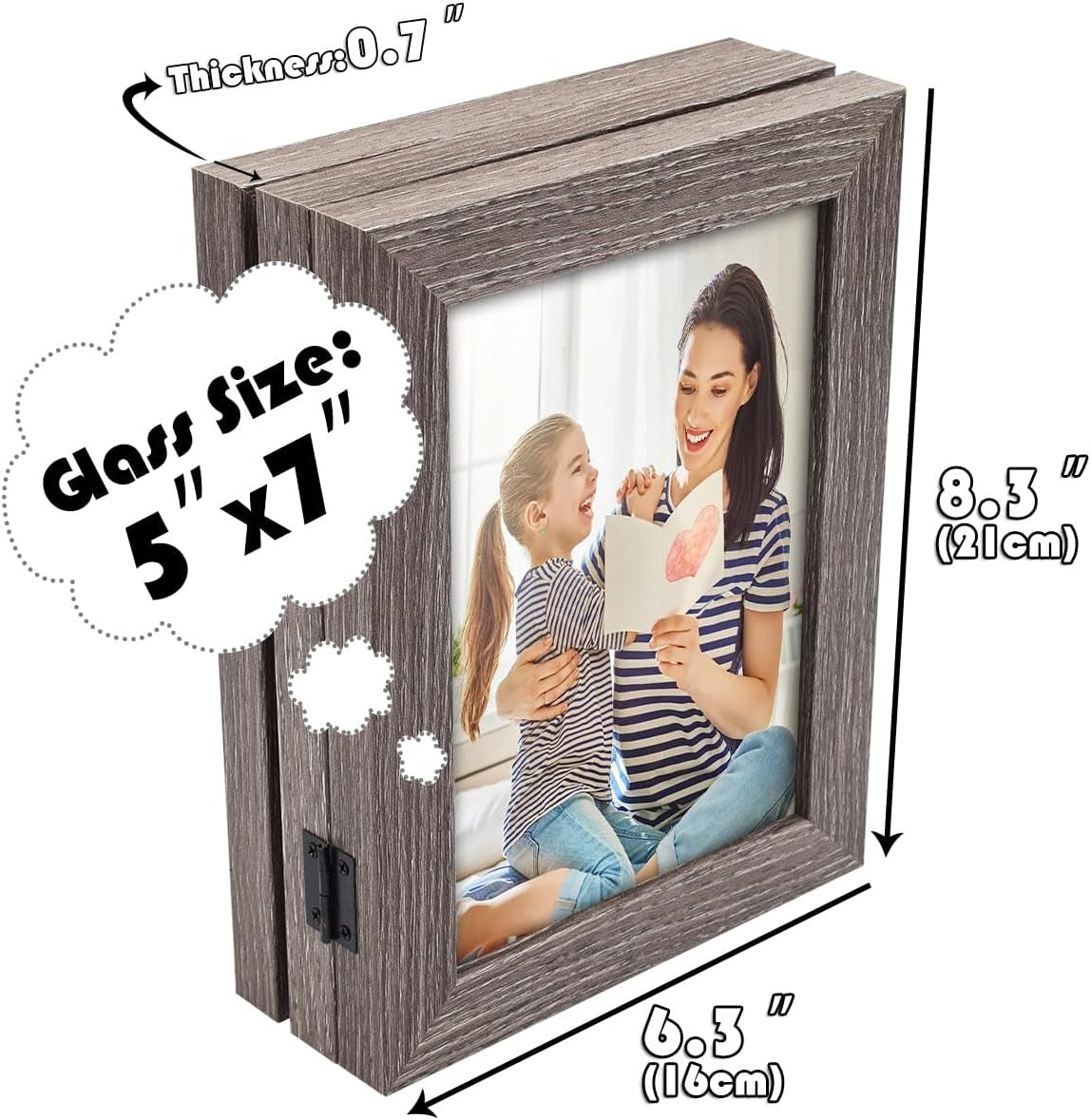 5X7 Triple Hinged Picture Frame, Three Photo Folding Frames, for Wedding Family Pictures Collage (Grey, Triple, 5X7)