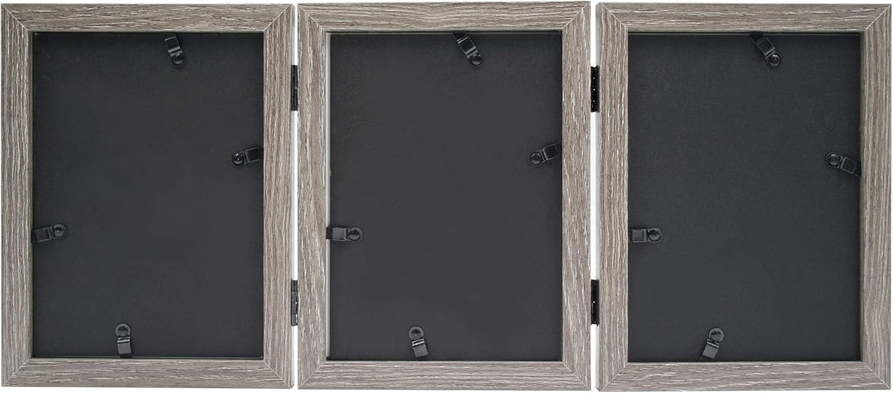 5X7 Triple Hinged Picture Frame, Three Photo Folding Frames, for Wedding Family Pictures Collage (Grey, Triple, 5X7)