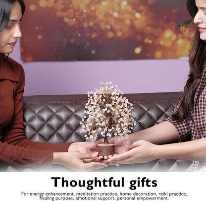 Rose Quartz Crystal Tree of Life for Women Office Decor, Good Luck, Money, Meditation, Positivity, Handmade Healing Crystal Stones Bonsai Tree Spiritual Birthday Gifts for Women