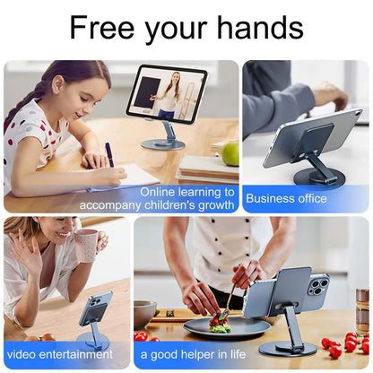 Adjustable Phone Stand 360 Degree Rotating Adjustable Foldable Aluminum Alloy Stand anti Slip Phone Holder Cradle Dock Thick