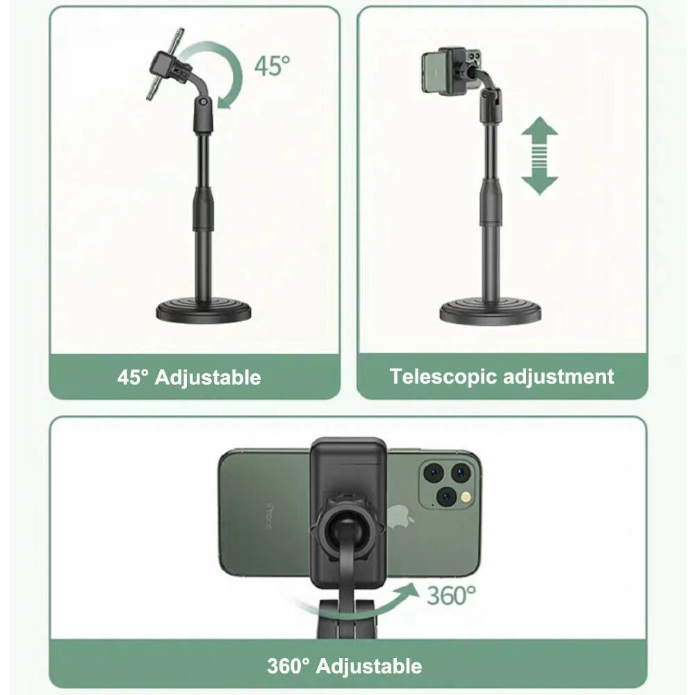 360° Adjustable Desktop Cell Phone Stand , Stabilize Stand Holder for Mobile Phone (All Size) , Black