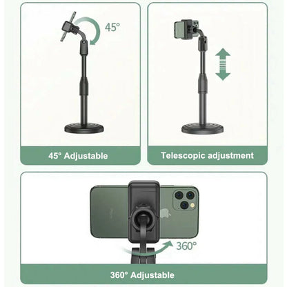 360° Adjustable Desktop Cell Phone Stand , Stabilize Stand Holder for Mobile Phone (All Size) , Black