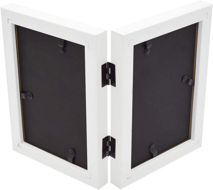 , 4X6 Double Hinged Picture Frame, Two Photo Folding Frames, for Wedding Family Pictures Collage (White, Double, 4X6)