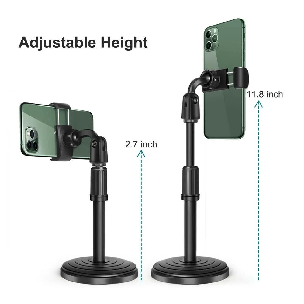 360° Adjustable Desktop Cell Phone Stand , Stabilize Stand Holder for Mobile Phone (All Size) , Black
